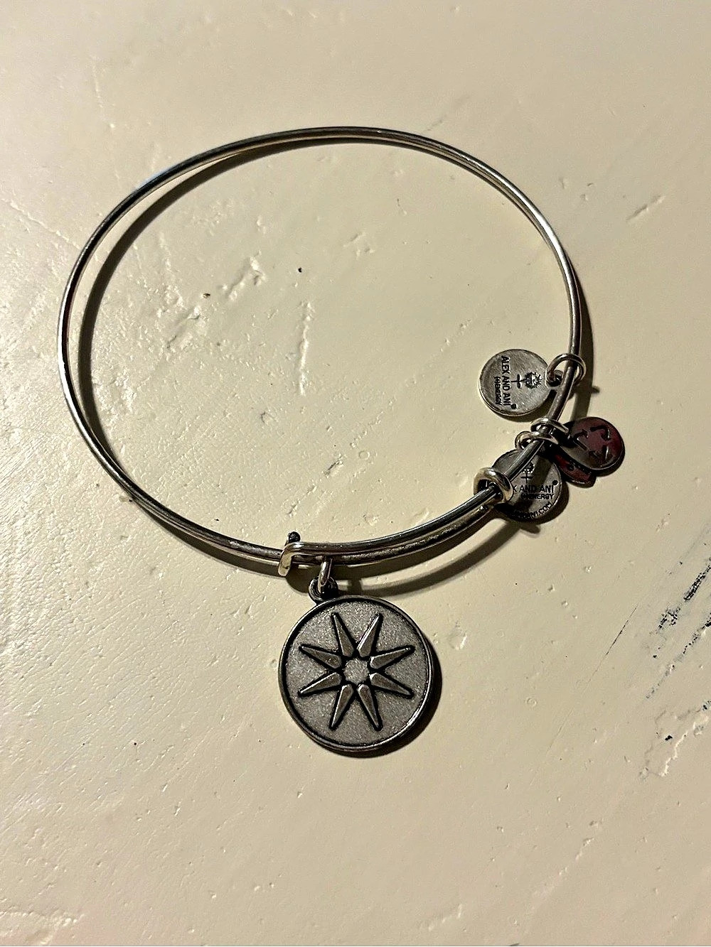 Alex and Ani Compass Coin Charm Bangle Silver